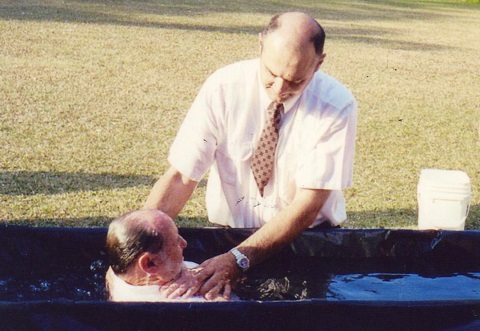 Man being baptised
